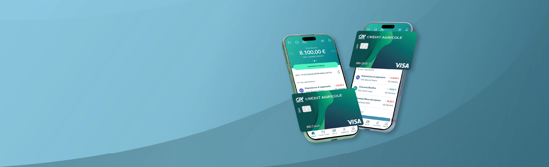 schermate app crédit agricole e carta di debito visa | Crédit Agricole schermate app crédit agricole e carta di debito visa | Crédit Agricole