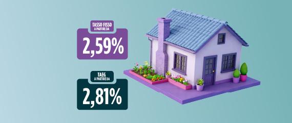 sfondo azzurro con elementi grafici foglie case e cubi: tasso fisso mutuo 2,59% e TAEG 2,81% | Crédit Agricole sfondo azzurro con elementi grafici foglie case e cubi: tasso fisso mutuo 2,59% e TAEG 2,81% | Crédit Agricole