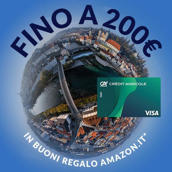 persone che sciano e la carta di debito VISA in primo piano | Crédit Agricole